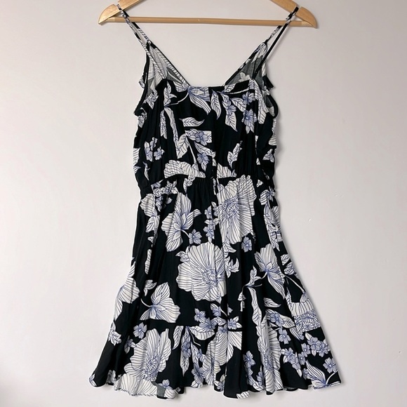 Express Faux Wrap Mini Dress, Black/Floral, SM - Picture 7 of 7
